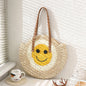 Smiley Face Straw Tote
