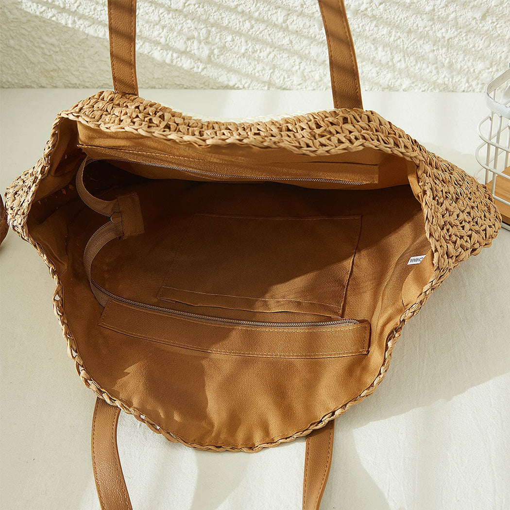 Smiley Face Straw Tote